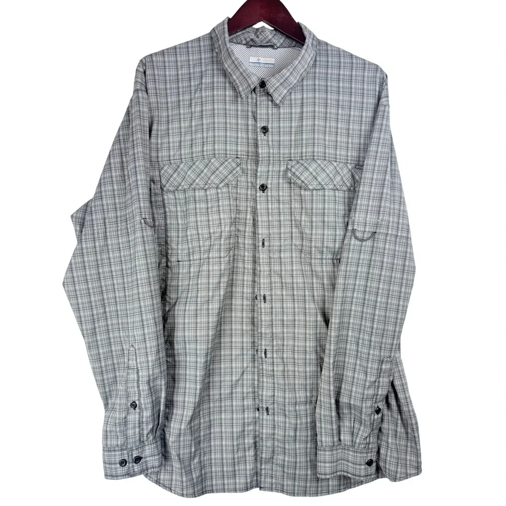 Columbia Omni-Wick Plaid Long‎ Sleeve Hiking Shirt Mens XXL Button Down